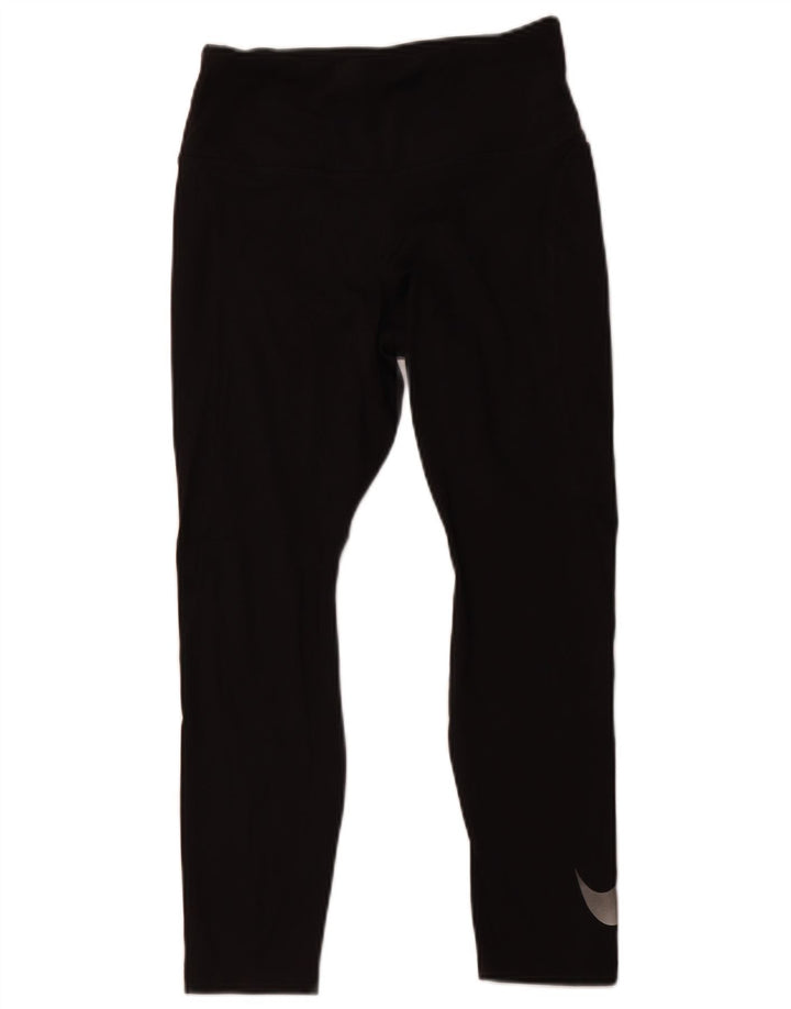 NIKE Womens Dri Fit Crop Leggings UK 12 Medium  Black Polyester