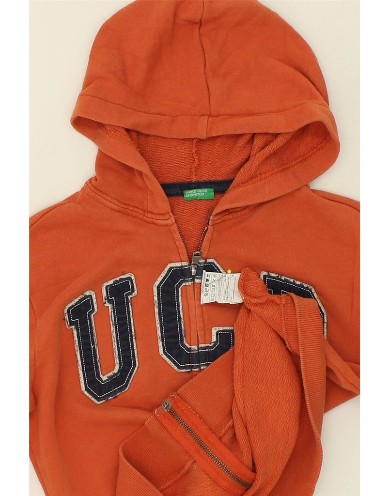 BENETTON Boys Graphic Zip Hoodie Sweater 10-11 Years XL  Orange Cotton | Vintage Benetton | Thrift | Second-Hand Benetton | Used Clothing | Messina Hembry 