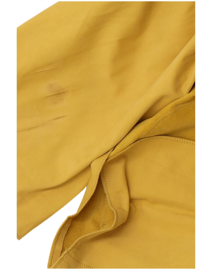 DI BARI Womens Oversized Suede Jacket EU 42 Large Yellow Leather