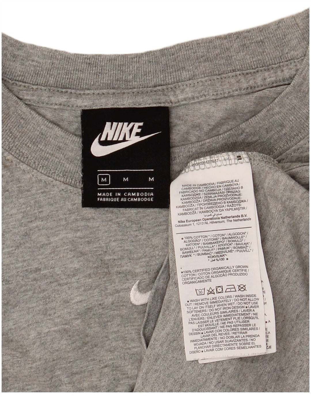 NIKE Mens T-Shirt Top Medium Grey Cotton