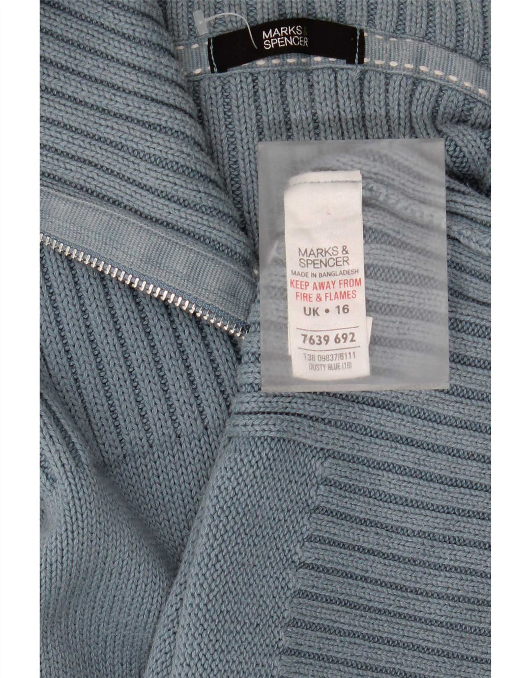 Marks & Spencer Womens Cardigan Sweater UK 16 Large Blue Cotton