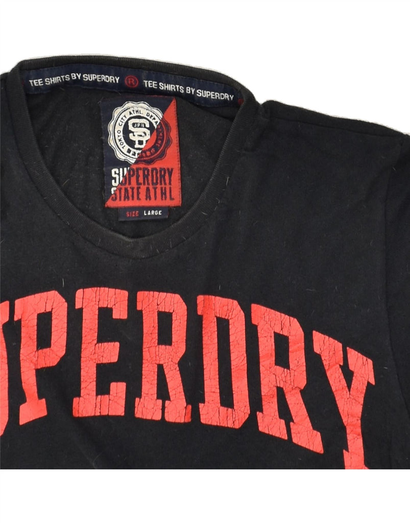SUPERDRY Mens Graphic T-Shirt Top Large Black Cotton | Vintage Superdry | Thrift | Second-Hand Superdry | Used Clothing | Messina Hembry 