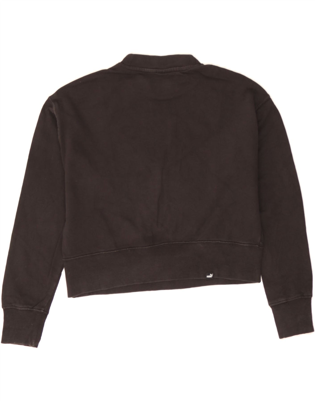 PUMA Womens Oversized Crop Sweatshirt Jumper UK 6 XS Black Vintage Puma and Second-Hand Puma from Messina Hembry 