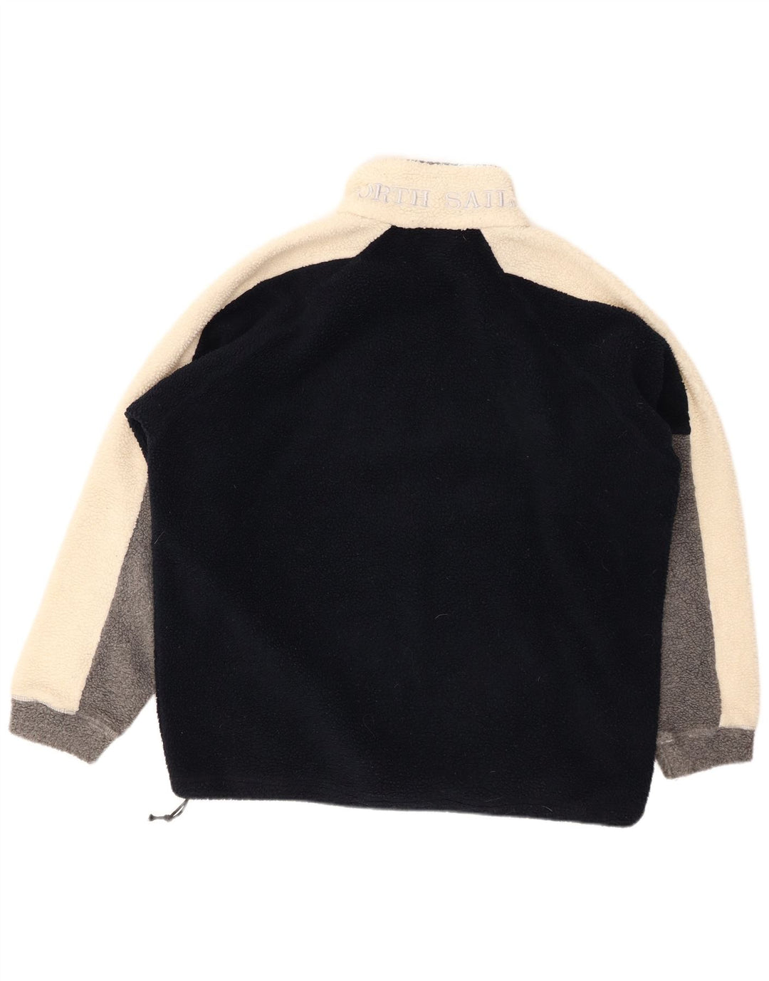 NORTH SAILS Mens Graphic Zip Neck Fleece Jumper XL Navy Blue Colourblock