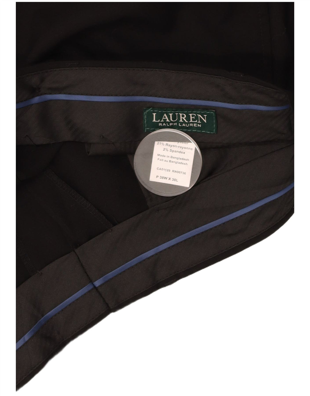 RALPH LAUREN Mens Straight Suit Trousers W38 L30 Black Polyester