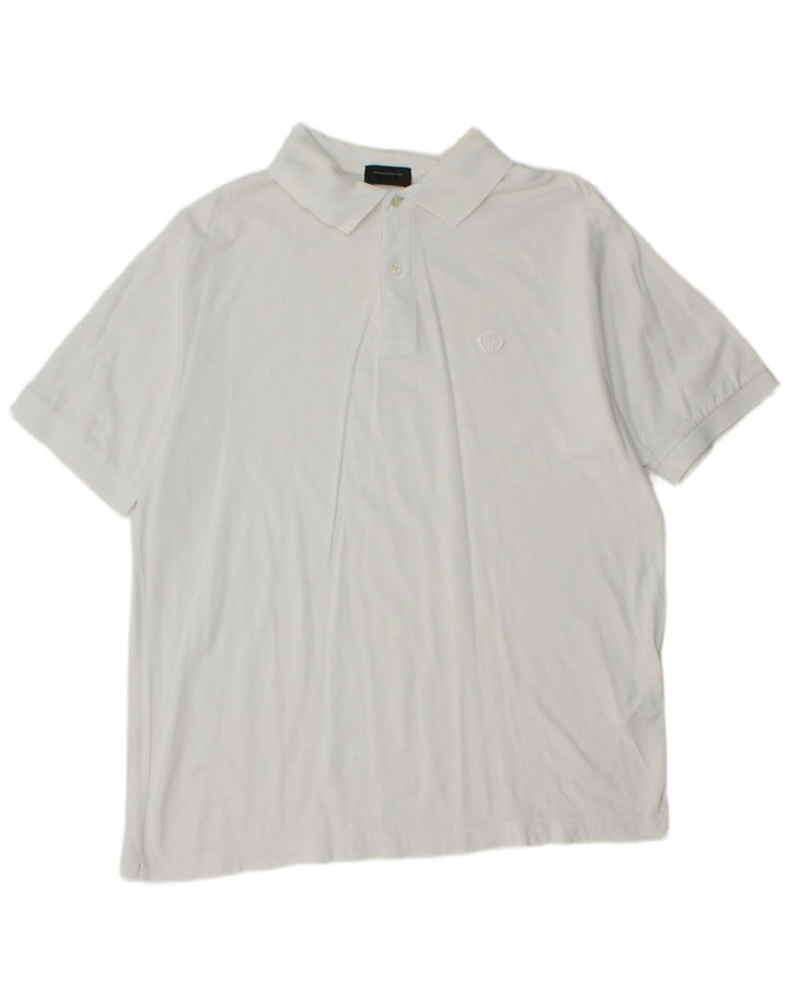 Sergio Tacchini Mens Polo Shirt IT 50 Medium White Cotton