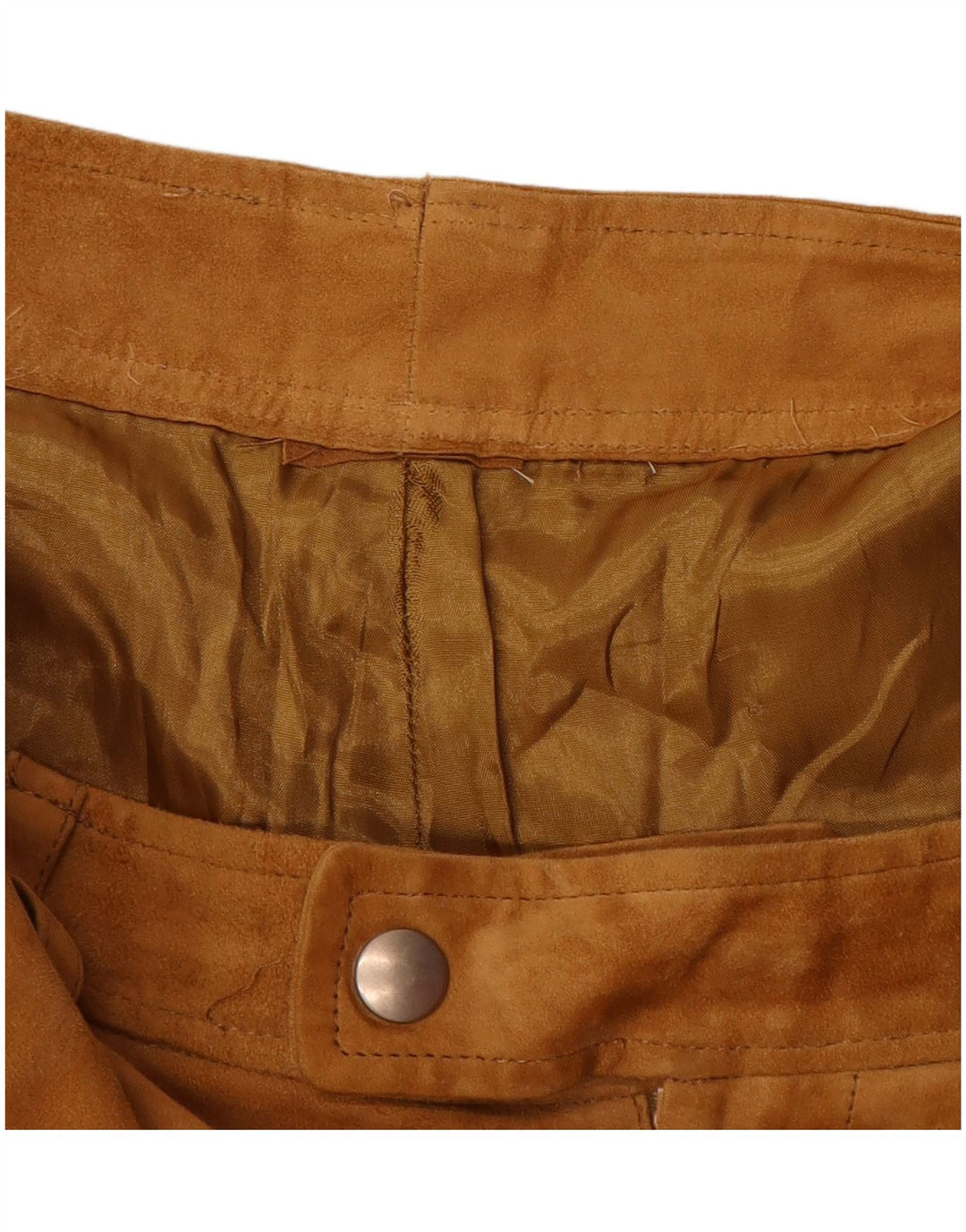 VINTAGE Womens Suede Cropped Trousers W32 L25 Brown