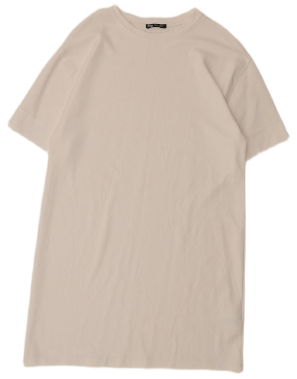 Zara Womens T-Shirt Dress UK 14 Medium White Cotton