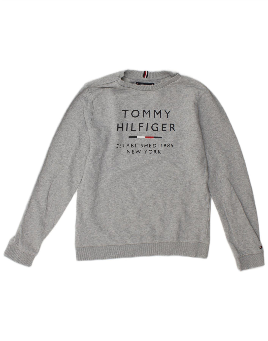 Tommy Hilfiger Boys Graphic Sweatshirt Jumper 12-13 Years Grey Flecked