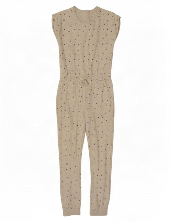 John Lewis Girls Short Sleeve Jumpsuit 11-12 Years Grey Spotted Cotton