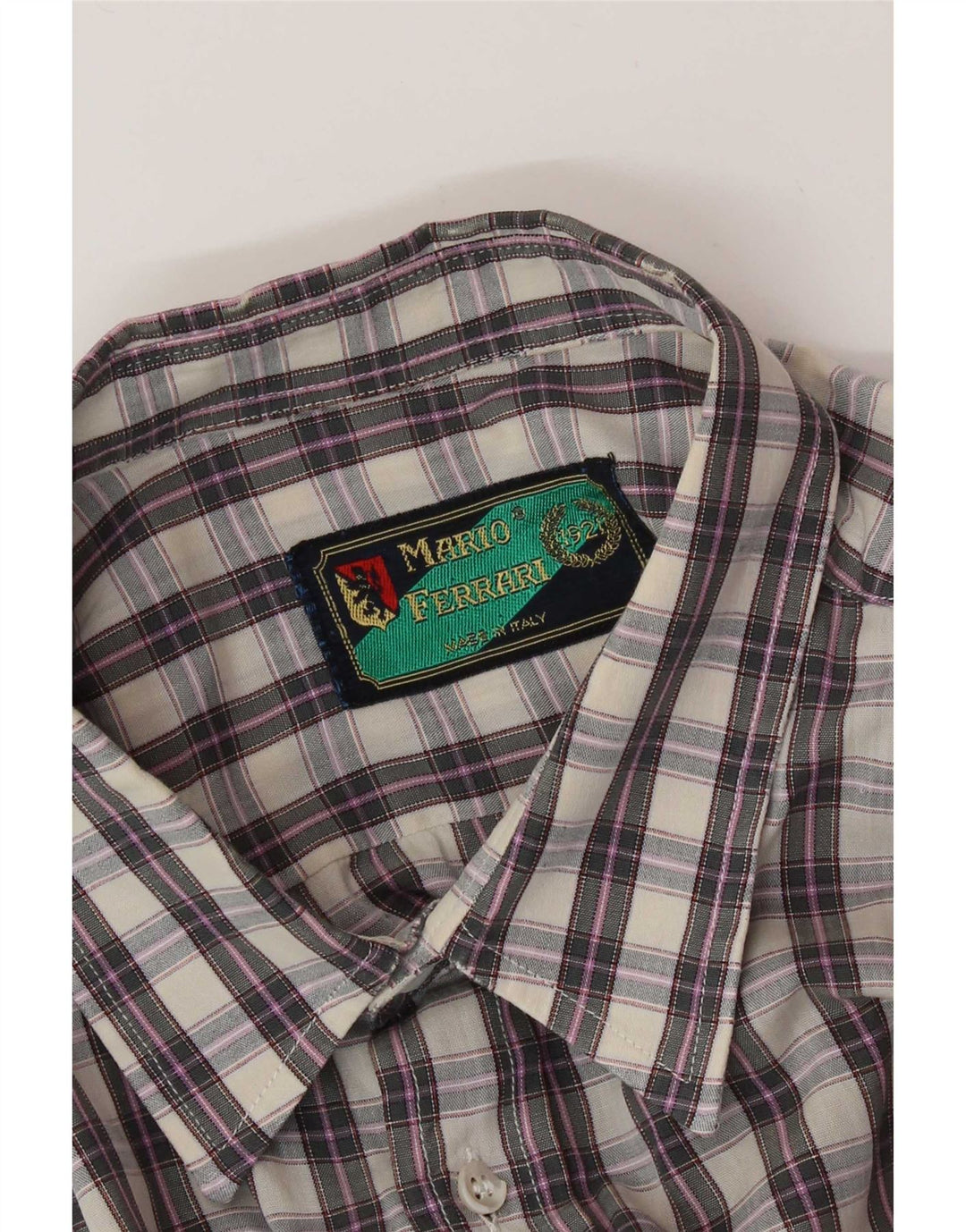 Mario Ferrari Mens Short Sleeve Shirt Medium Grey Check