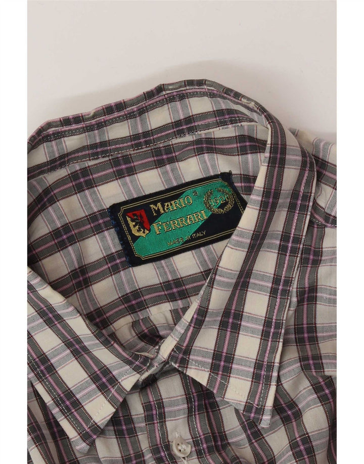 Mario Ferrari Mens Short Sleeve Shirt Medium Grey Check
