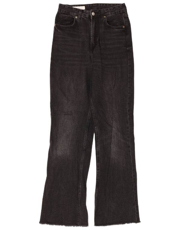 Zara Womens High Waist Wide Leg Jeans EU 36 XS W26 L34 Black Cotton