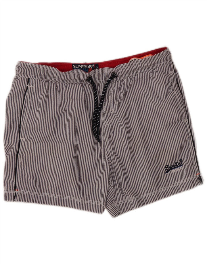 Superdry Mens Swimming Shorts Medium  Blue Striped Polyester