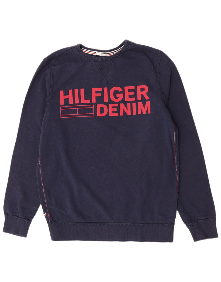 Tommy Hilfiger Mens Graphic Sweatshirt Jumper Medium Navy Blue Cotton
