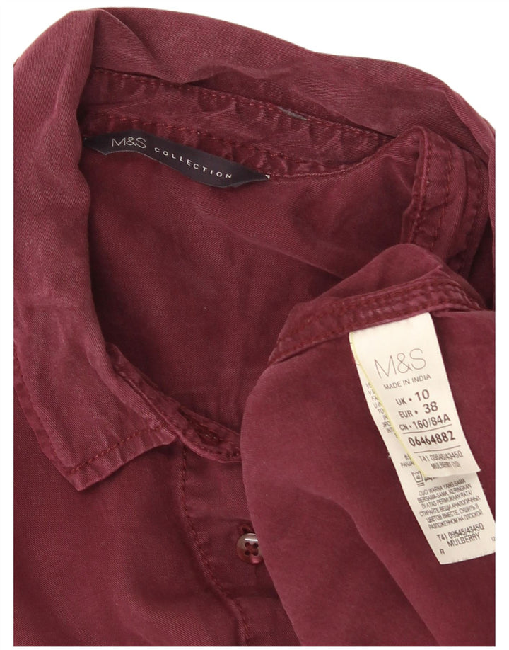 Marks & Spencer Womens Denim Shirt UK 10 Small  Burgundy Lyocell