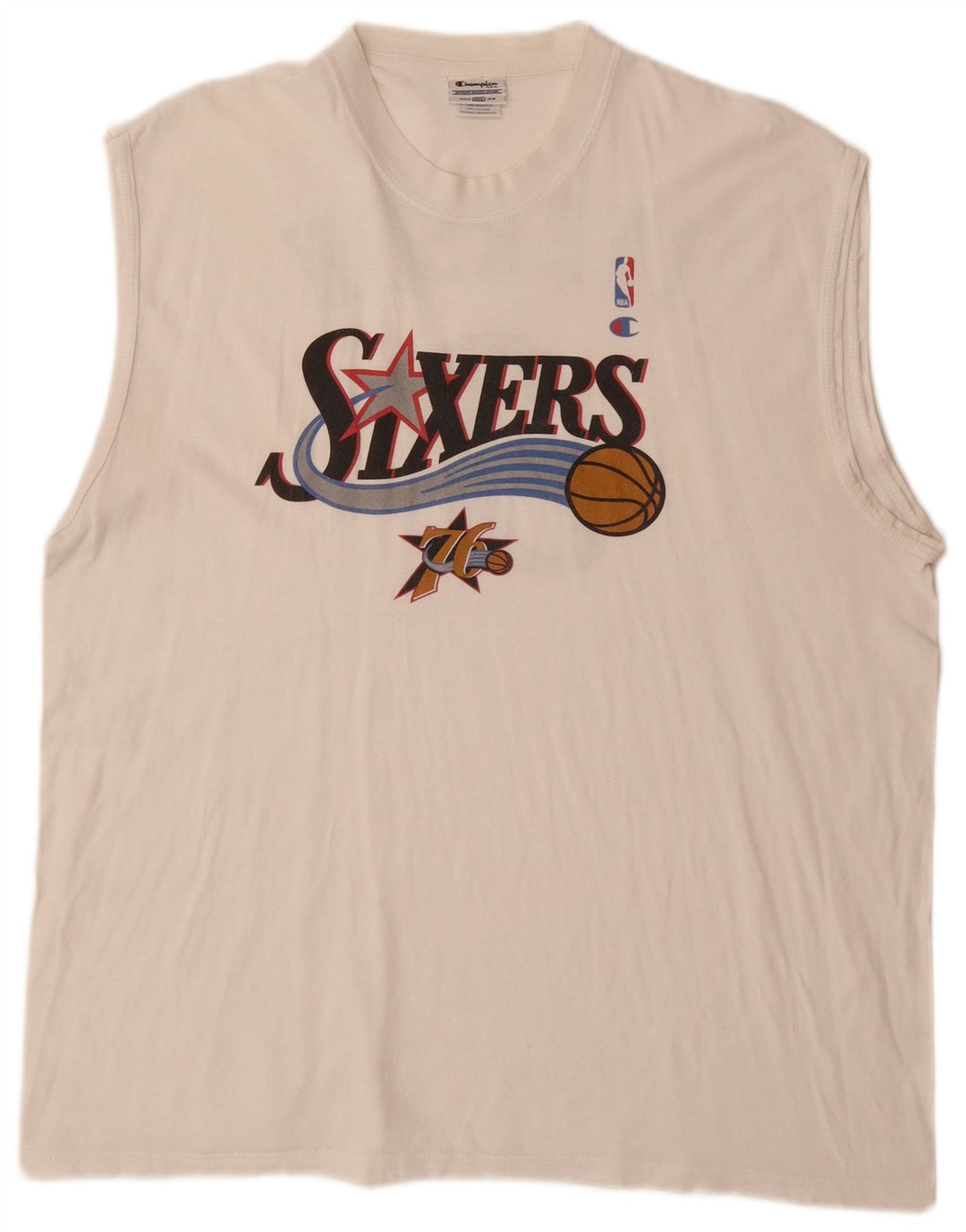 CHAMPION Mens Allen Iverson Philadelphia Graphic Vest Top 2XL Off White