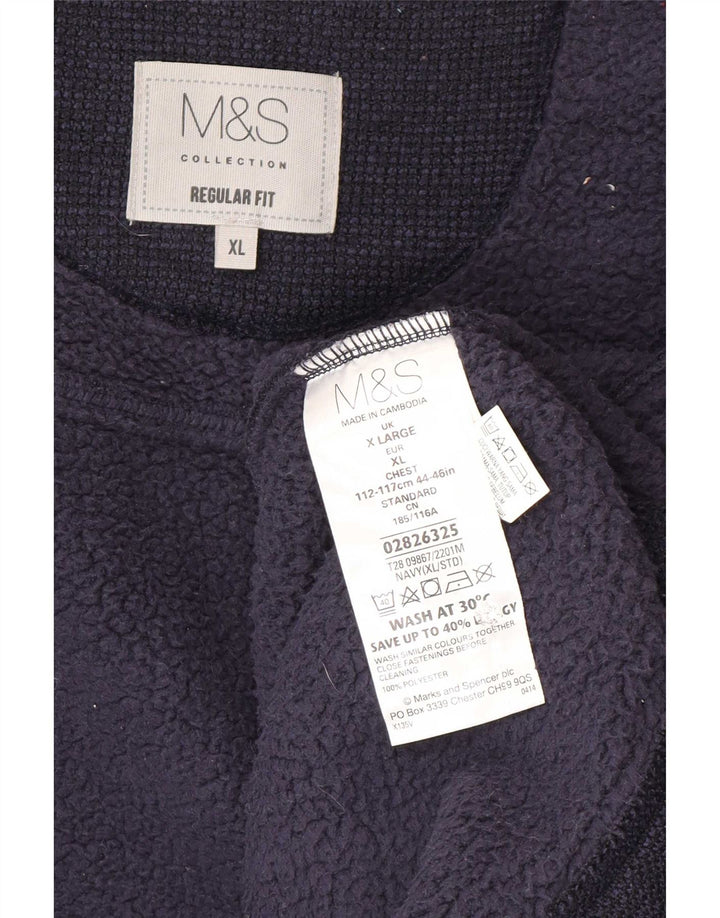 Marks & Spencer Mens Bomber Jacket UK 42 XL Navy Blue Polyester