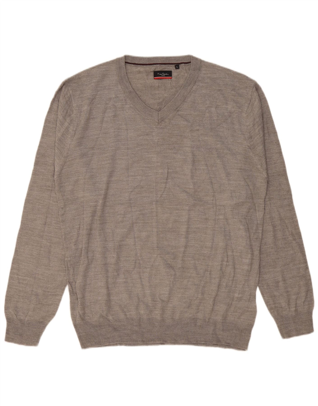 Pierre Cardin Mens V-Neck Jumper Sweater Large Grey Acrylic