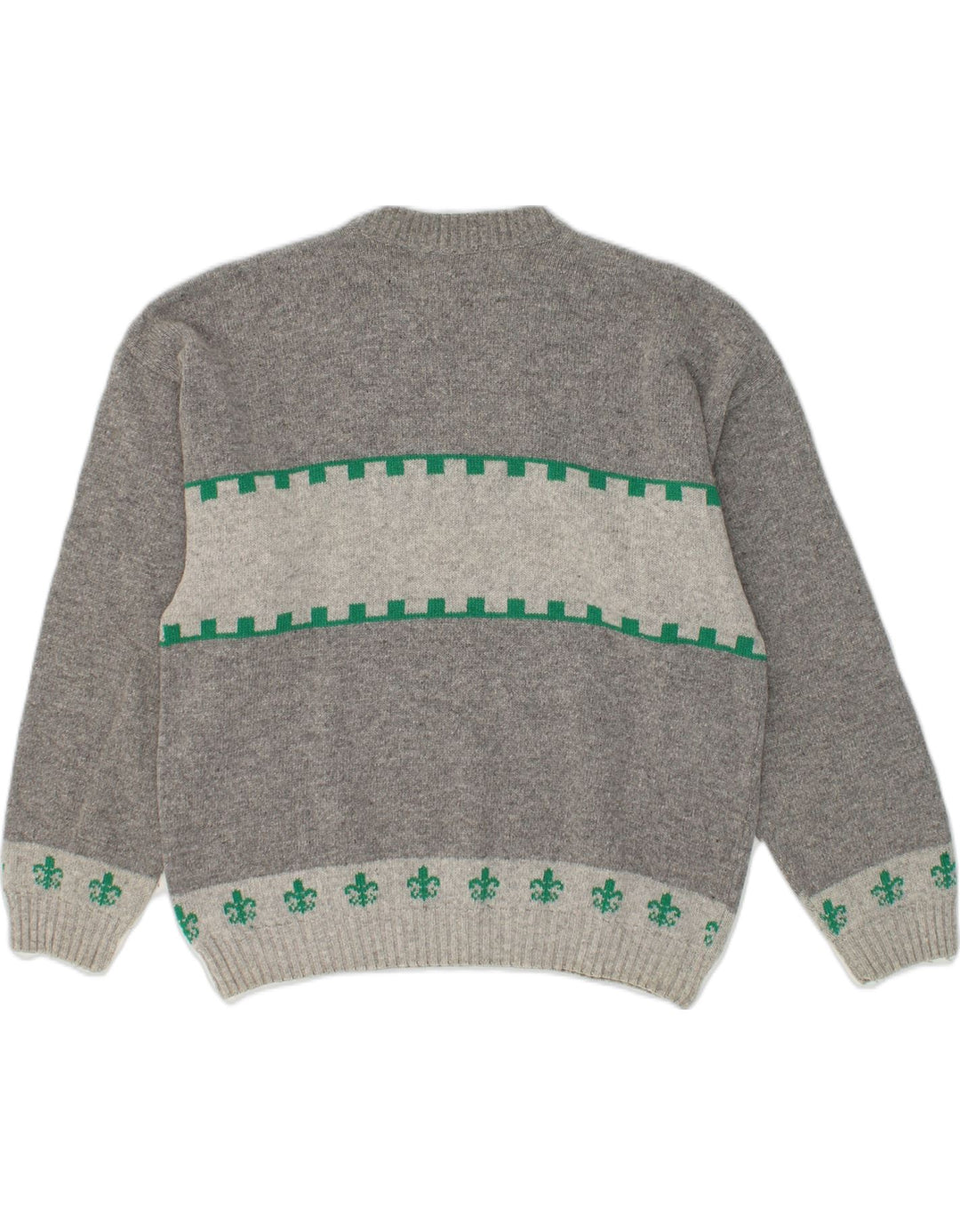 VINTAGE Boys Graphic Crew Neck Jumper Sweater 15-16 Years Grey Geometric | Vintage Vintage | Thrift | Second-Hand Vintage | Used Clothing | Messina Hembry 