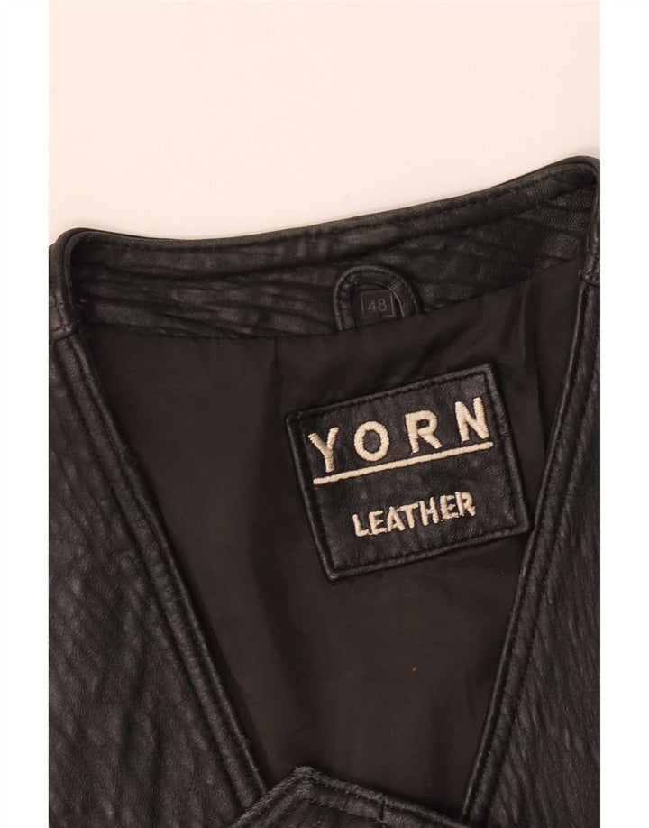 Yorn Mens Leather Gilet EU 48 Medium Black