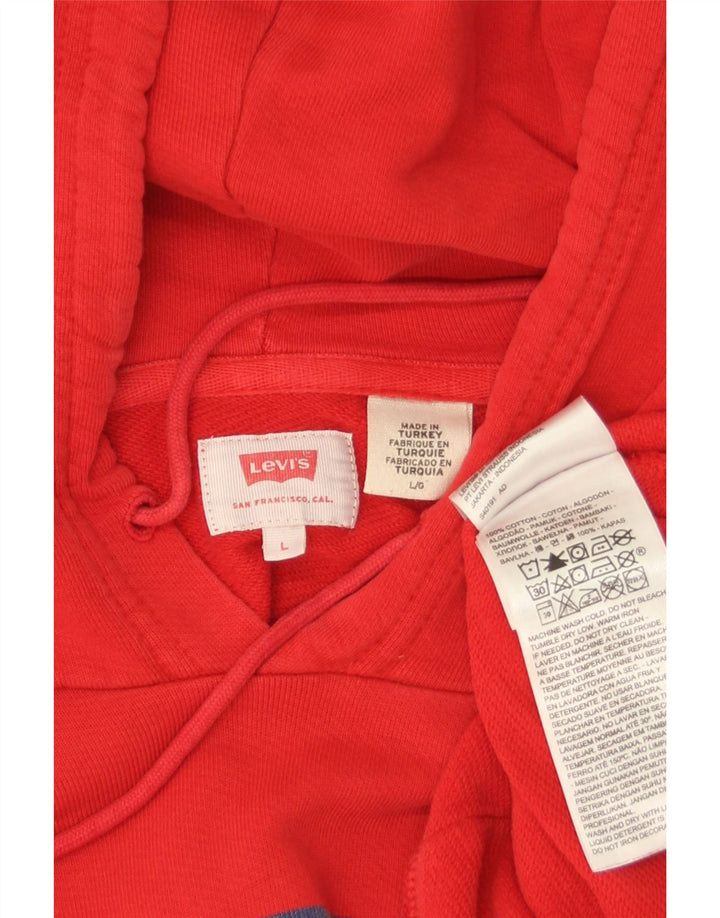 Levi's Mens Graphic Hoodie Jumper Large Red Cotton