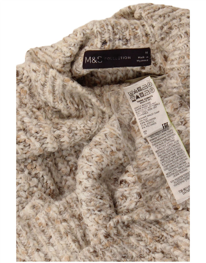 Marks & Spencer Womens Turtle Neck Jumper Sweater UK 14 Medium Beige