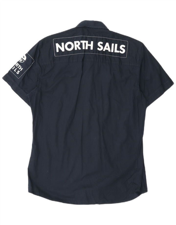North Sails Mens Graphic Short Sleeve Shirt Medium Navy Blue Cotton
