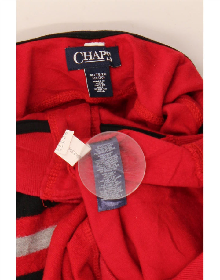 CHAPS Boys Button Neck Jumper Sweater 15-16 Years XL Red Colourblock