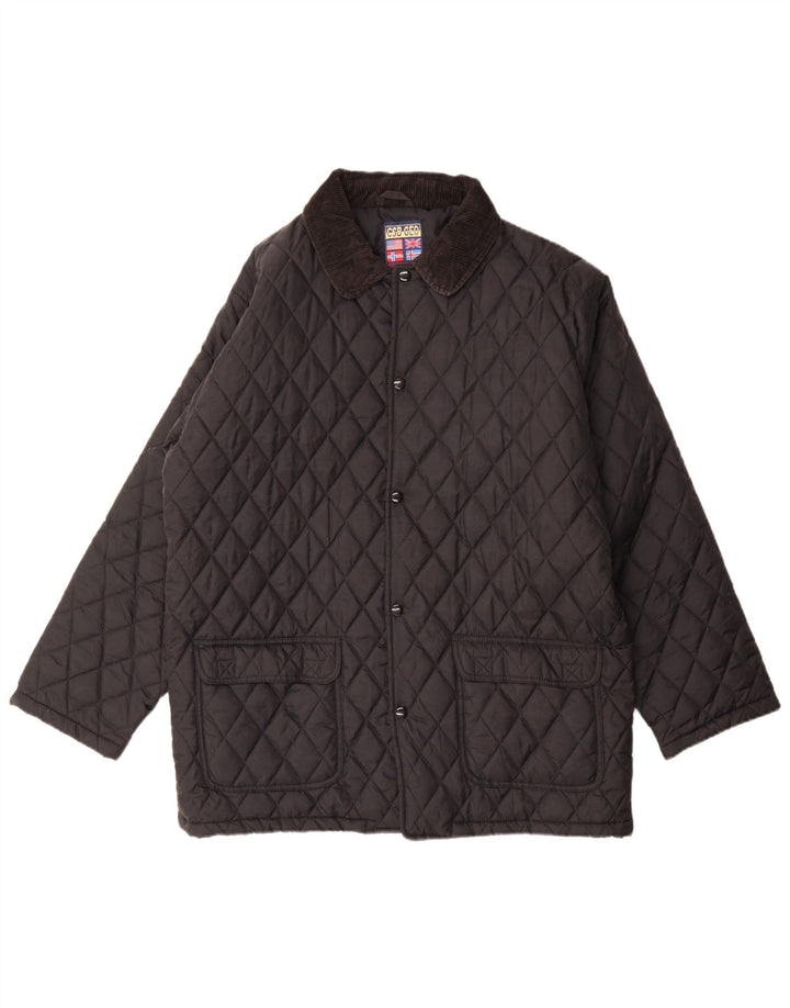 Vintage Mens Quilted Jacket UK 38 Medium Black Nylon