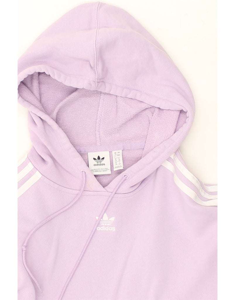 ADIDAS Womens Crop Hoodie Jumper UK 8 Small Purple Cotton | Vintage Adidas | Thrift | Second-Hand Adidas | Used Clothing | Messina Hembry 