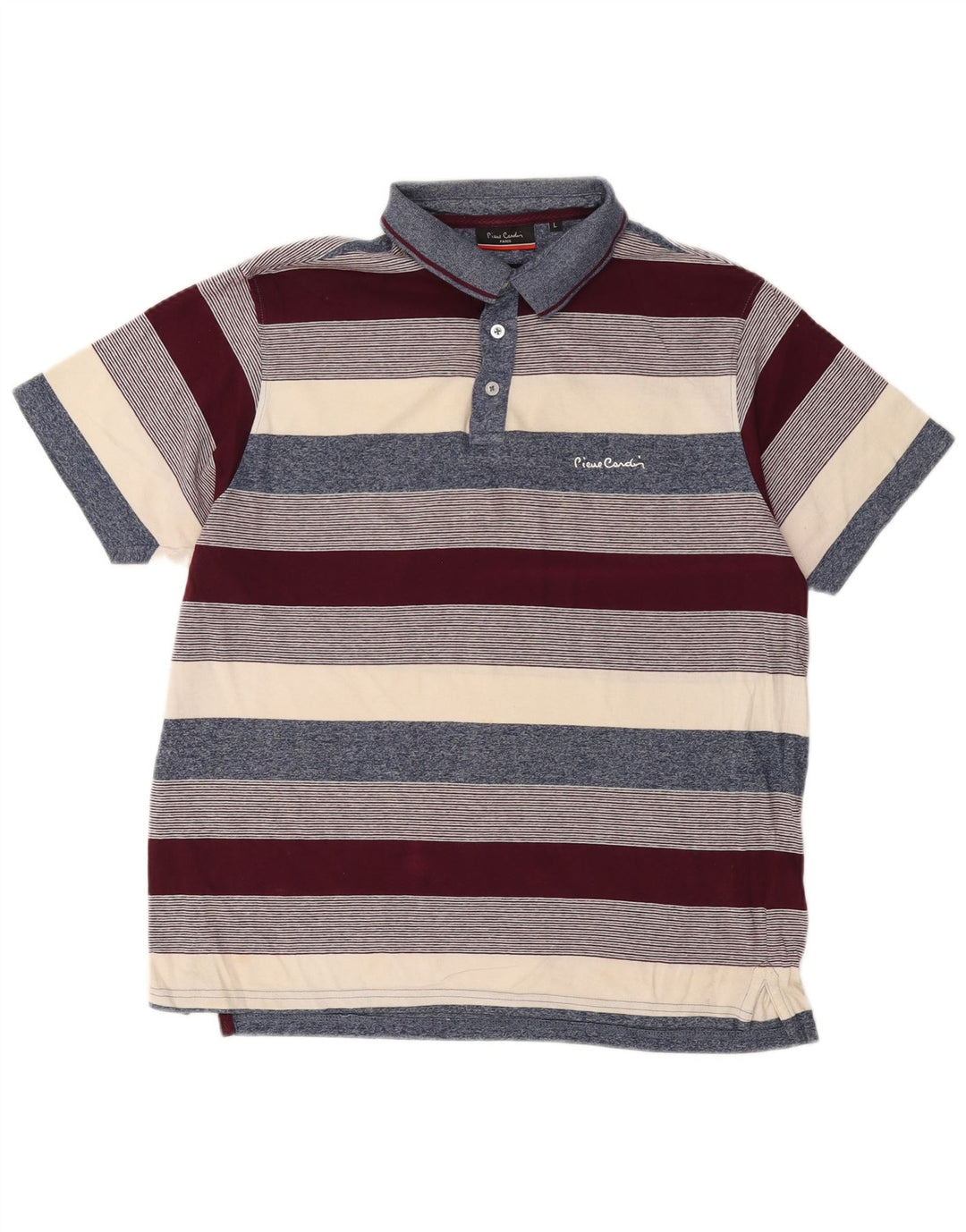 Pierre Cardin Mens Polo Shirt Large Multicoloured Striped Cotton