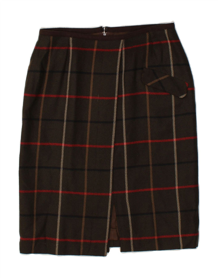 VINTAGE Womens Pencil Skirt W30 Medium Brown Check Vintage Vintage and Second-Hand Vintage from Messina Hembry 