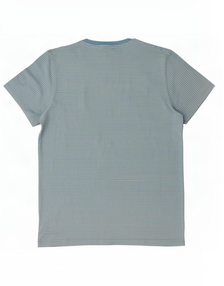 Cos Mens Regular T-Shirt Top Medium Blue Pinstripe Cotton