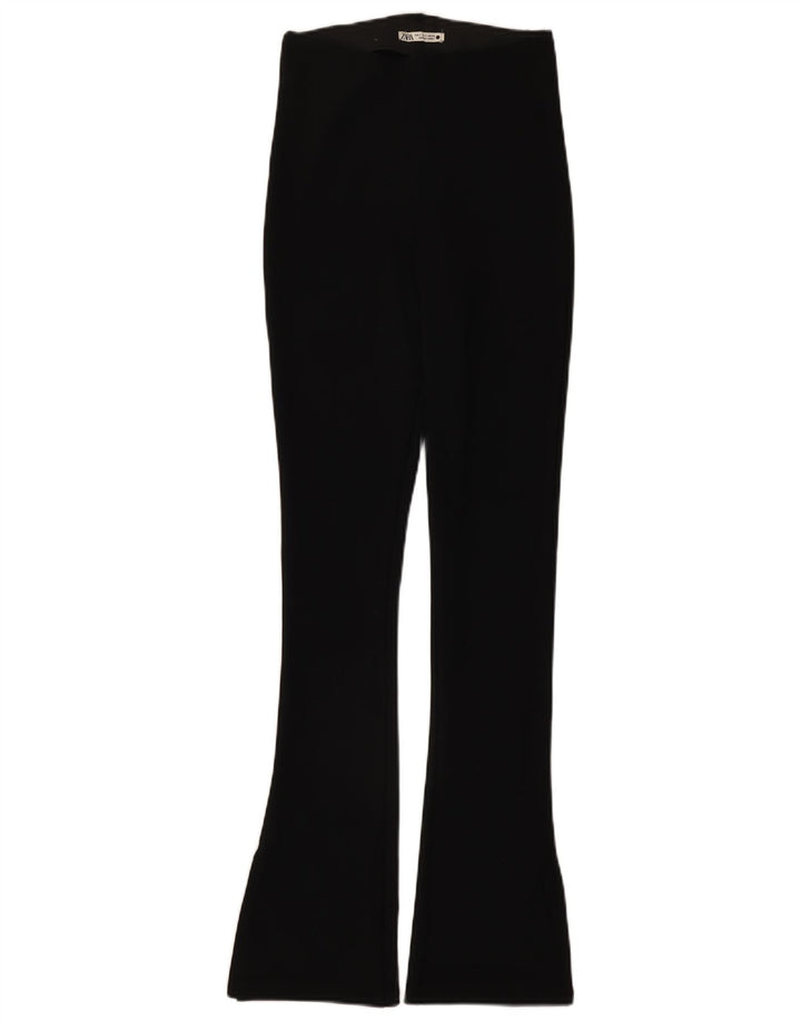 Zara Womens Flare Casual Trousers Small W26 L32 Black Polyester