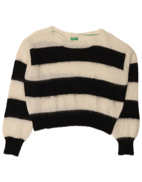 Benetton Womens Boat Neck Jumper Sweater UK 16 Large Multicoloured Striped