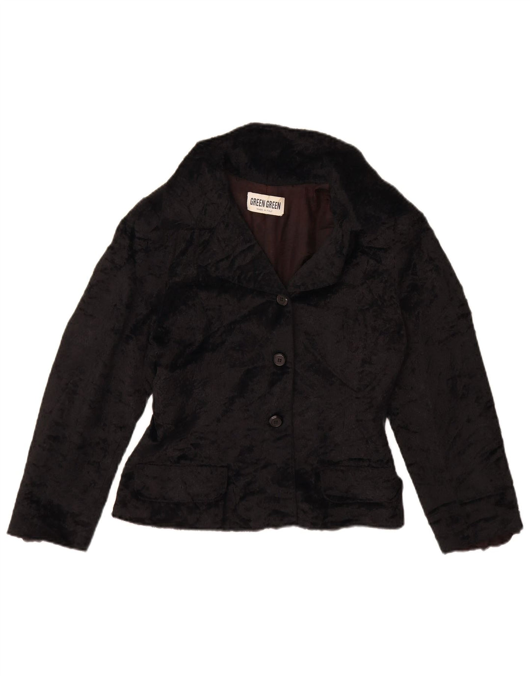 Vintage Womens Faux Fur Jacket UK 12 Medium Black Polyamide