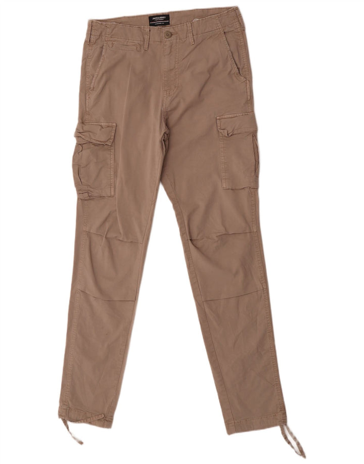 Jack & Jones Mens Slim Cargo Trousers W30 L34 Beige Cotton