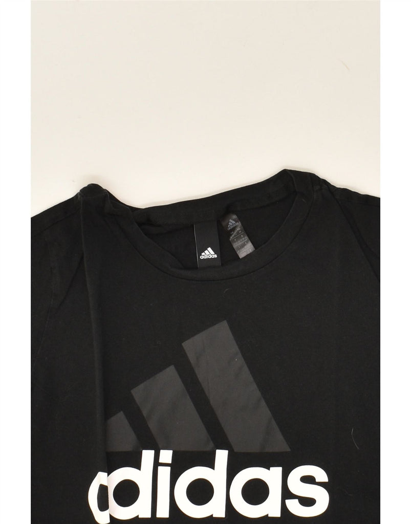 ADIDAS Womens Graphic T-Shirt Top UK 12/14 Medium Black Cotton Vintage Adidas and Second-Hand Adidas from Messina Hembry 