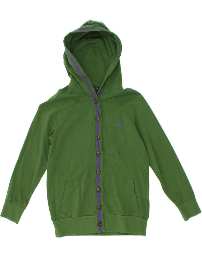 FRED PERRY Girls Hooded Tracksuit Top Jacket 11-12 Years Medium Green | Vintage Fred Perry | Thrift | Second-Hand Fred Perry | Used Clothing | Messina Hembry 