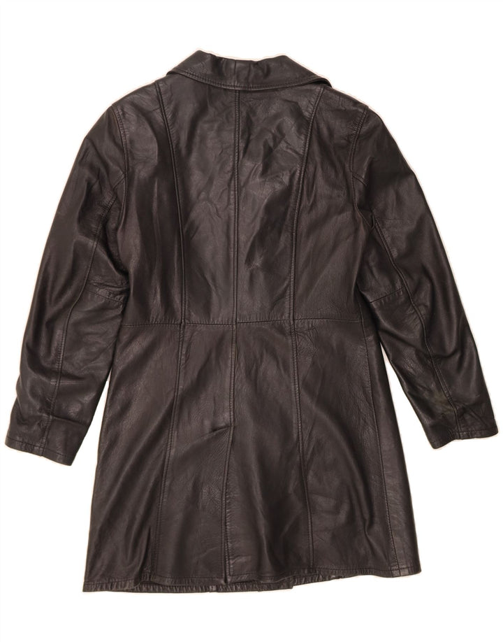 VINTAGE Womens Leather Coat UK 10 Small Black Vintage Vintage and Second-Hand Vintage from Messina Hembry 