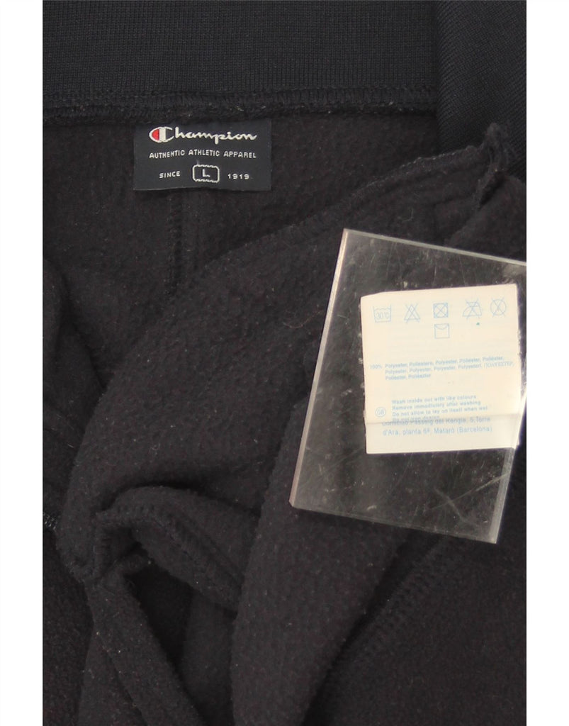 CHAMPION Mens Zip Neck Fleece Jumper Large Navy Blue Polyester Vintage Champion and Second-Hand Champion from Messina Hembry 