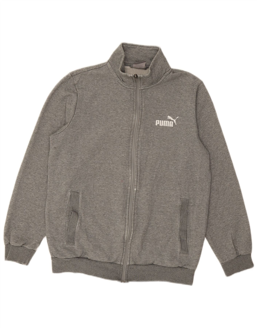 Puma Mens Tracksuit Top Jacket Small Grey Cotton