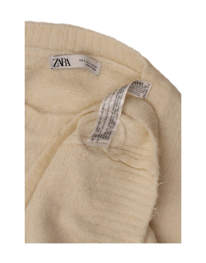 Zara Womens Oversized Boat Neck Jumper Sweater UK 10 Small Off White