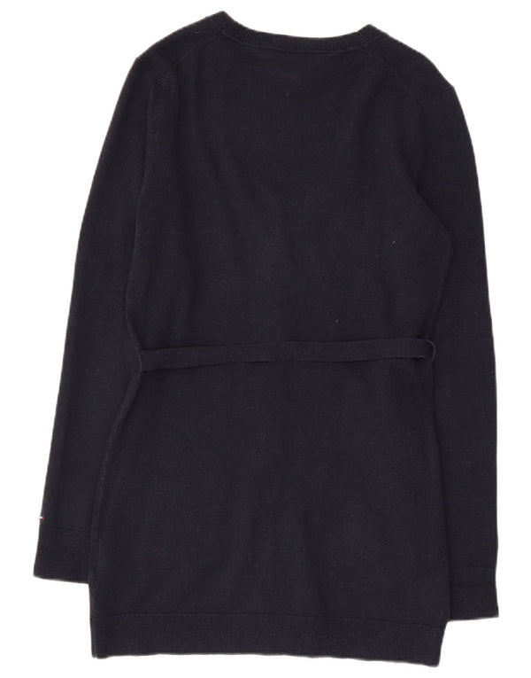 TOMMY HILFIGER Womens Cardigan Sweater UK 12 Medium Navy Blue Cotton