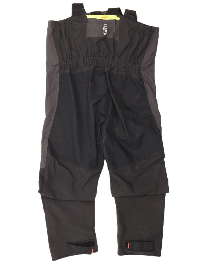 GILL Mens Cargo Dungarees Waterproof Trousers Large Black Nylon Nautical