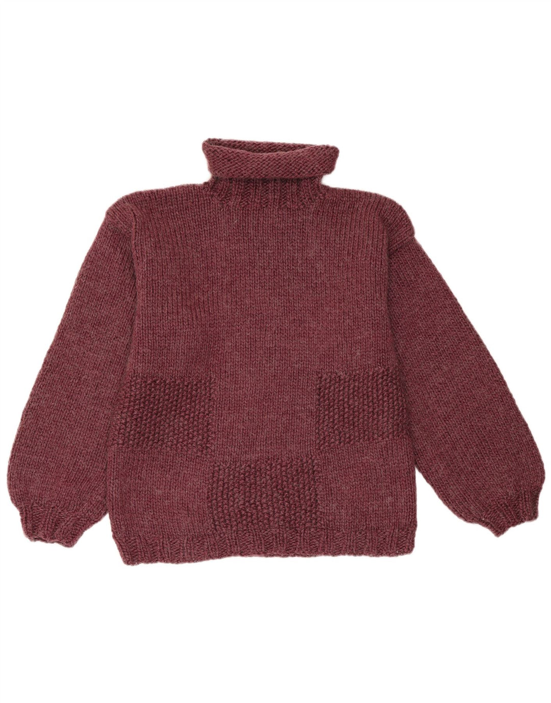 Vintage Womens Roll Neck Jumper Sweater UK 14 Medium Burgundy