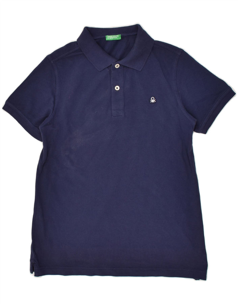 BENETTON Boys Polo Shirt 11-12 Years 2XL Navy Blue Cotton | Vintage Benetton | Thrift | Second-Hand Benetton | Used Clothing | Messina Hembry 