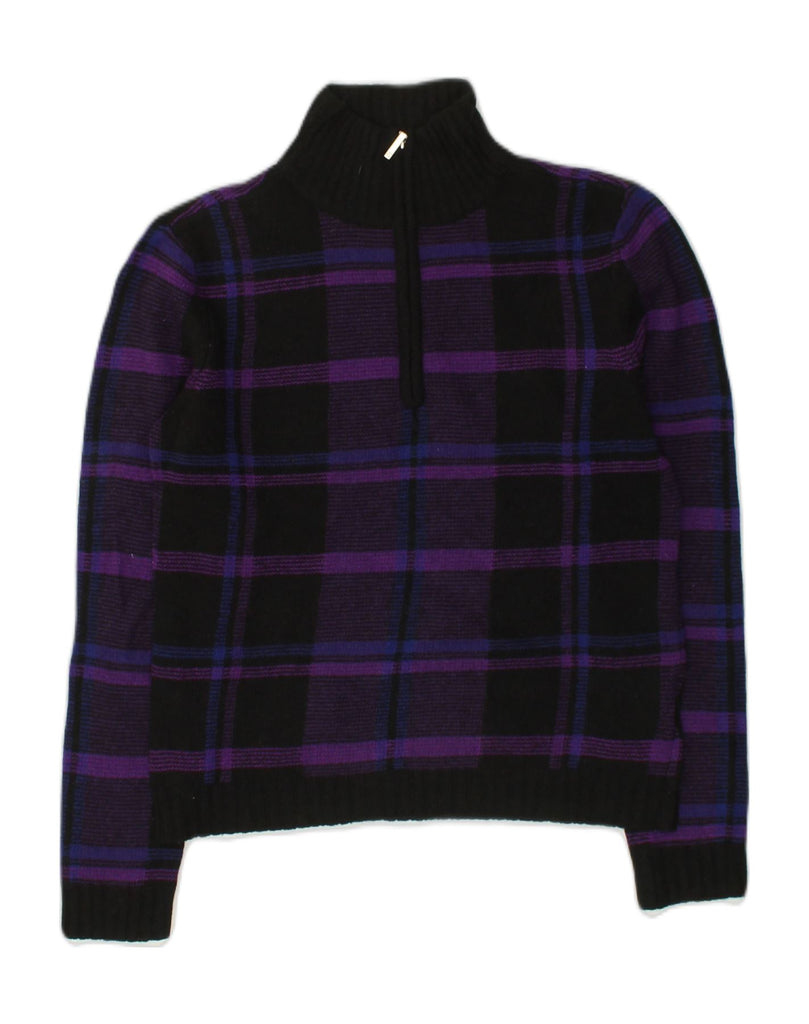 RALPH LAUREN Womens Zip Neck Jumper Sweater UK 10 Small Purple Striped | Vintage Ralph Lauren | Thrift | Second-Hand Ralph Lauren | Used Clothing | Messina Hembry 