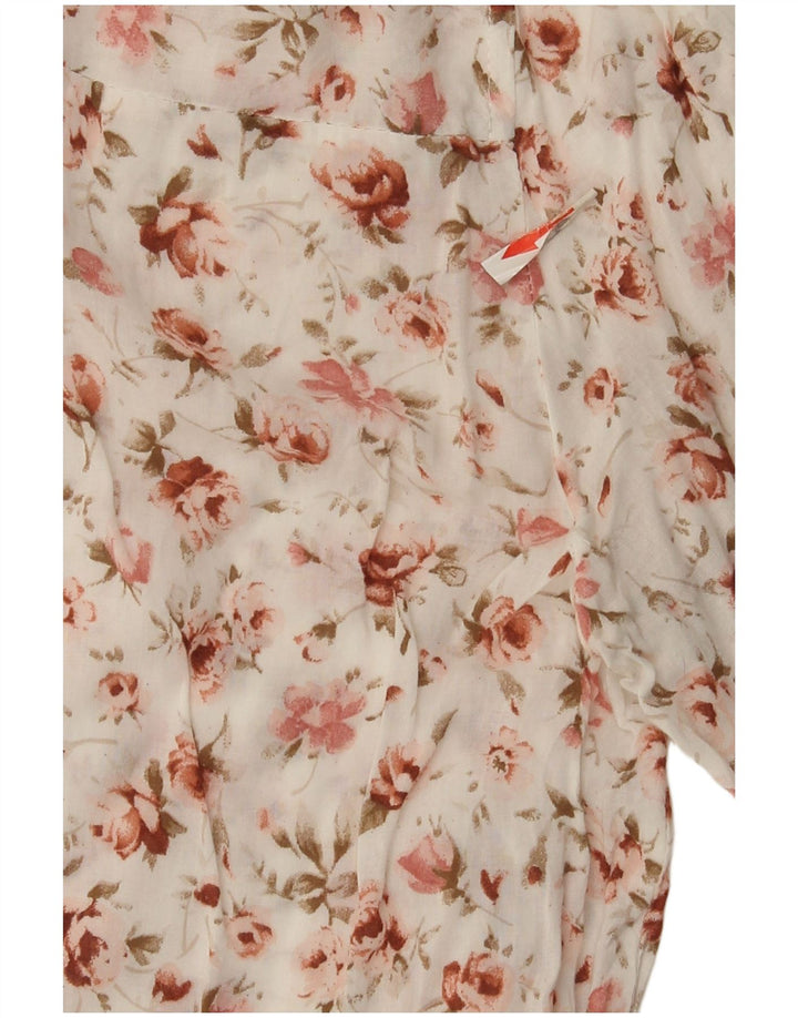 Zara Womens 3/4 Sleeve Blouse Top UK 14 Medium White Floral